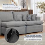 Sofá Retrátil 200cm Barcelona Linho/cinza - Imagem 5