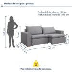 Sofá Retrátil 200cm Barcelona Linho/cinza - Imagem 8