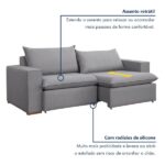 Sofá Retrátil 200cm Barcelona Linho/cinza - Imagem 9