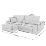 Sofá Retrátil 4 Lugares 290cm Linho Belize Bege - Imagem 8