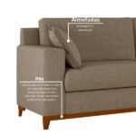 Sofá Slim Living Vintage 3 Lugares 220cm Em Linho Arte Cúbica Estofados Caramelo - Imagem 3