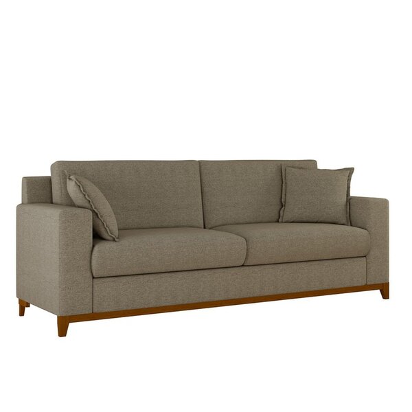 Sofá Slim Living Vintage 3 Lugares 220cm Em Linho Arte Cúbica Estofados Caramelo - Imagem 5