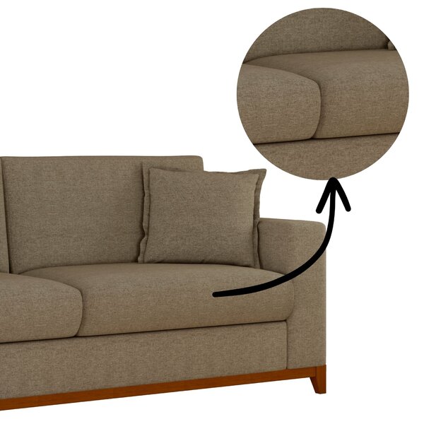 Sofá Slim Living Vintage 3 Lugares 220cm Em Linho Arte Cúbica Estofados Caramelo - Imagem 8